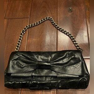 Hobo International Women Black Bow Chain Purse/Clutch Bag